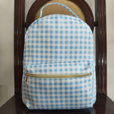 Blue White Plaid Backpack