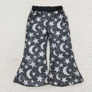 Moon Stars Black Sequin Girls Pants