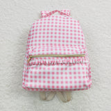 Pink White Plaid Backpack