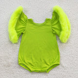 Solid Green Girls Christmas Romper