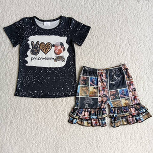 Promotional Singer Black Girls Shorts Sets