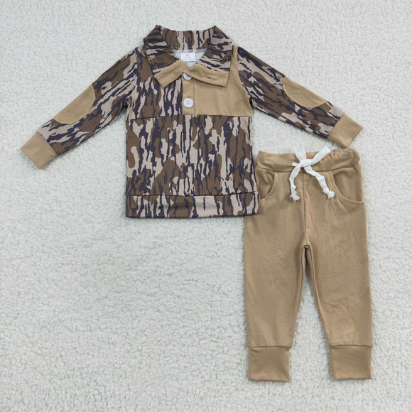 Jungle Hunting Camo Khaki Boys Long Sleeve+Trousers Sets