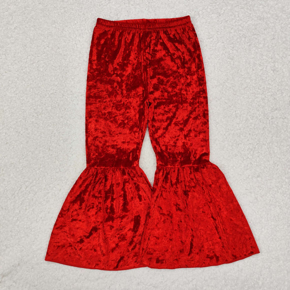 Red Girls Velvet Pants