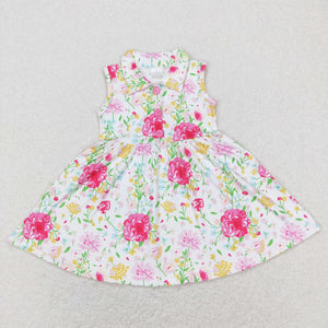 Floral White Girls Sleeveless Dress