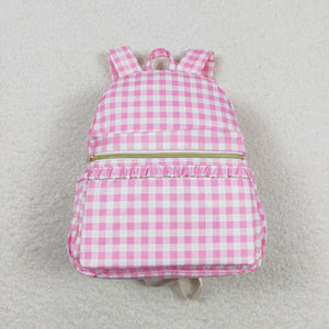 Pink White Plaid Backpack