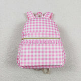 Pink White Plaid Backpack