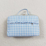 Blue White Plaid Insulated Lunch Bag