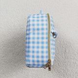 Blue White Plaid Insulated Lunch Bag