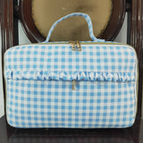 Blue White Plaid Insulated Lunch Bag