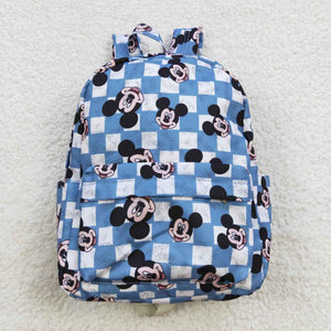 Cartoon Blue White Plaid Backpack