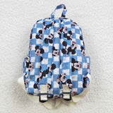 Cartoon Blue White Plaid Backpack