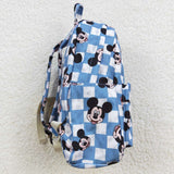 Cartoon Blue White Plaid Backpack