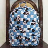 Cartoon Blue White Plaid Backpack