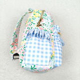 Floral Blue Plaid Ruffles Off-white Backpack