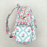 Floral Plaid Ruffles Bluish Backpack