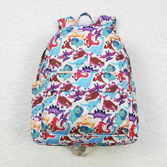 Colorful Dinosaur Beige Backpack