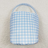 Colorful Bunny Blue Plaid Kids Easter Bucket Bag