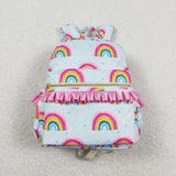 Rainbow Pink Ruffles Blue Backpack