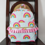 Rainbow Pink Ruffles Blue Backpack