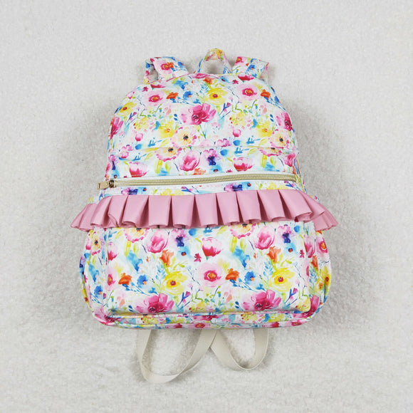 Floral Pink Ruffles Off-white Backpack