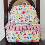 Floral Pink Ruffles Off-white Backpack