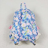 Floral Pink Ruffles Blue Backpack