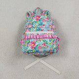 Floral Pink Ruffles Green Backpack