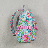Floral Pink Ruffles Green Backpack
