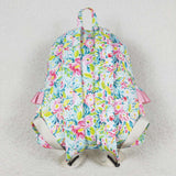 Floral Pink Ruffles Green Backpack