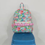 Floral Pink Ruffles Green Backpack