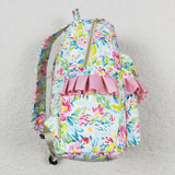 Floral Pink Ruffles Green Backpack