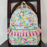 Floral Pink Ruffles Green Backpack