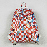 Cartoon Dogs Red White Plaid Backpack