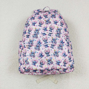 Cartoon Stars Pink White Plaid Backpack