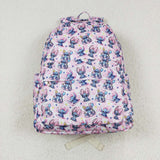 Cartoon Stars Pink White Plaid Backpack