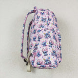 Cartoon Stars Pink White Plaid Backpack