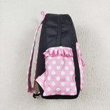 Cartoon Polka Dots Pink Ruffles Black Backpack