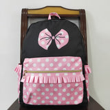 Cartoon Polka Dots Pink Ruffles Black Backpack