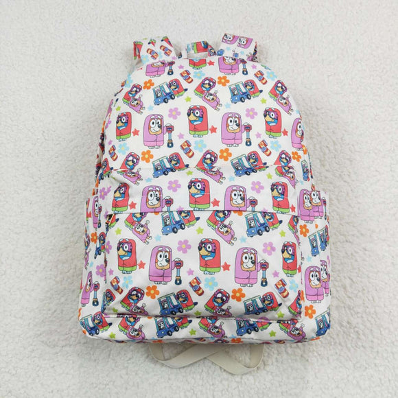 Cartoon Dogs Floral Beige Backpack