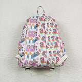 Cartoon Dogs Floral Beige Backpack