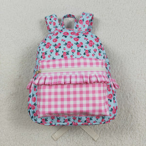 Floral Ruffles Pink Plaid Blue Backpack