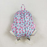 Floral Ruffles Pink Plaid Blue Backpack