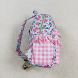 Floral Ruffles Pink Plaid Blue Backpack