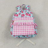 Floral Ruffles Pink Plaid Blue Backpack
