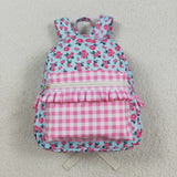 Floral Ruffles Pink Plaid Blue Backpack