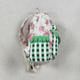 Floral Green Ruffles Plaid Backpack