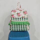 Floral Green Ruffles Plaid Backpack