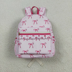 Bow Pattern Dots Ruffles Pink Backpack