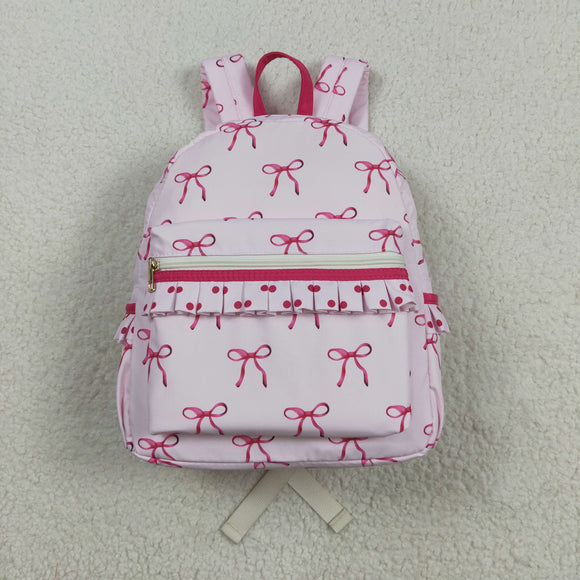 Bow Pattern Dots Ruffles Pink Backpack