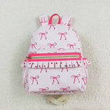 Bow Pattern Dots Ruffles Pink Backpack